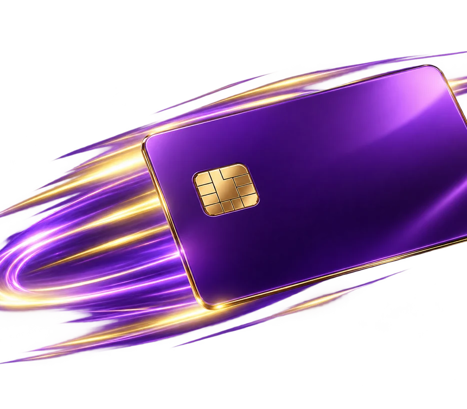 Purple Mastercard design used for card withdrawals