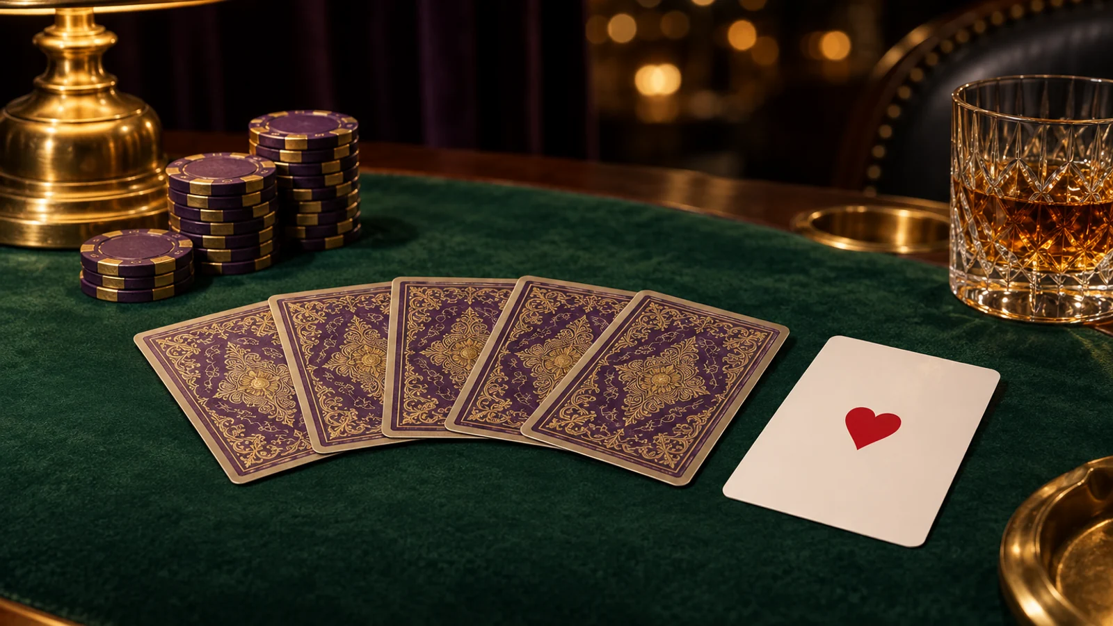 Casino card table set for a games walkthrough, part of this Here2Win Casino review